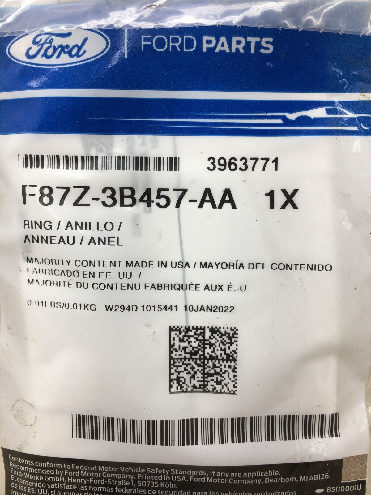 Genuine Ford Retaining Ring F87Z-3B457-AA (New Old Stock)