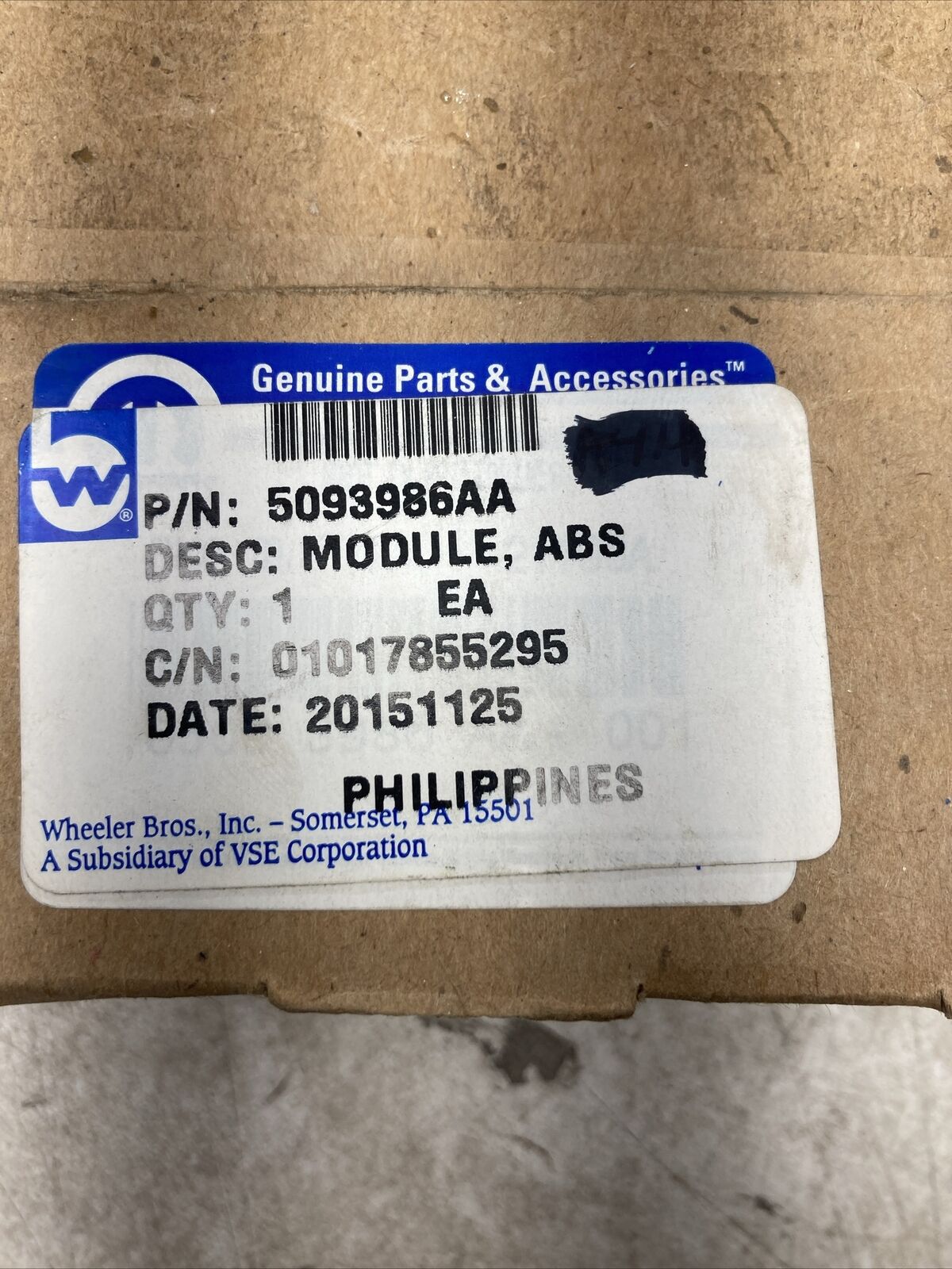 Genuine Mopar ABS Control Module 5093986AA (New Old Stock)