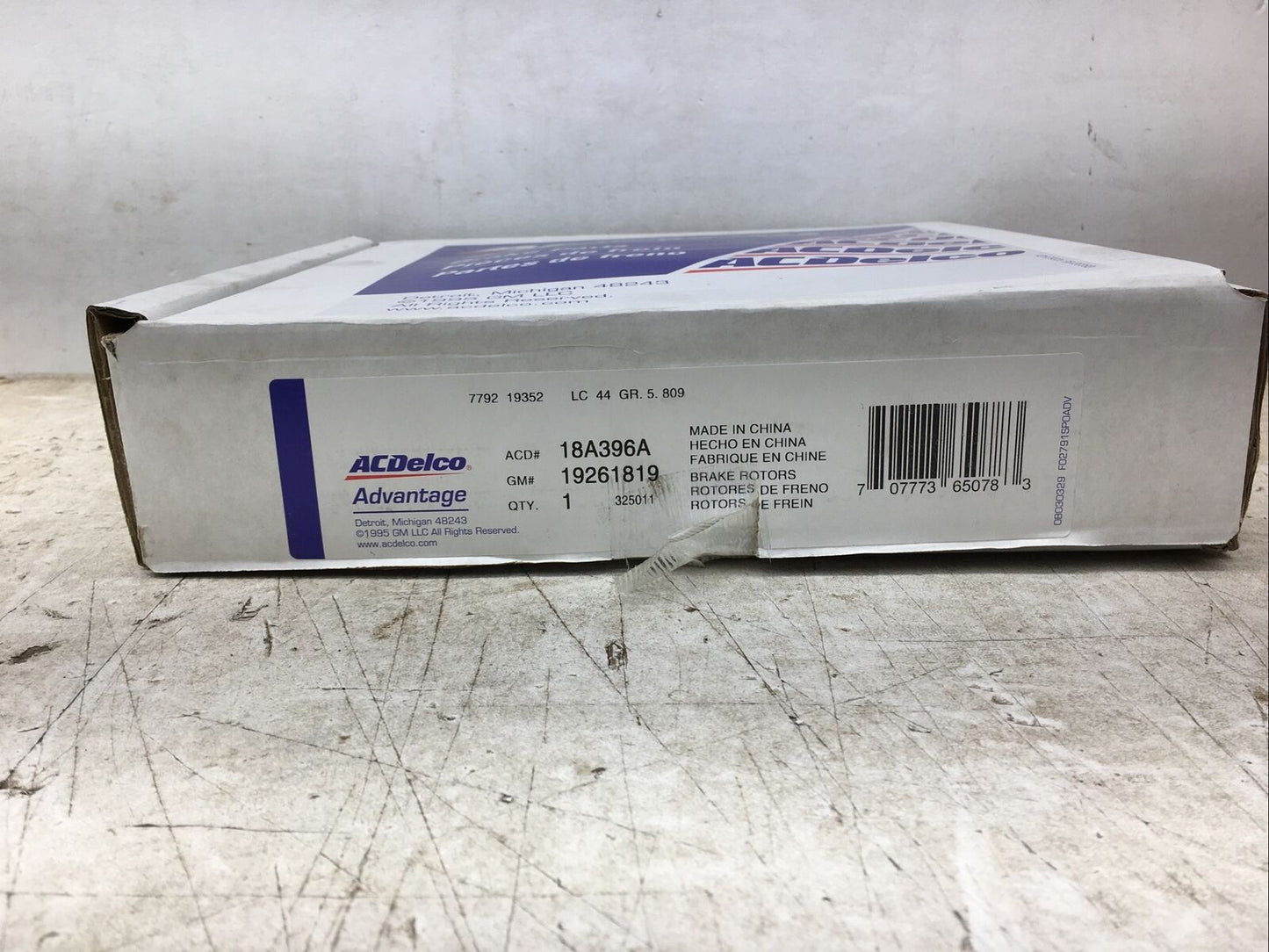 ACDelco Rear Disc Brake Rotor 18A396A (New Old Stock)