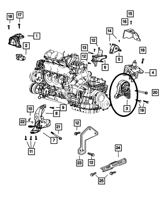 2001-2007 Caravan Voyager Engine Mount Transmission Support 3.3L 3.8L 4861269AD