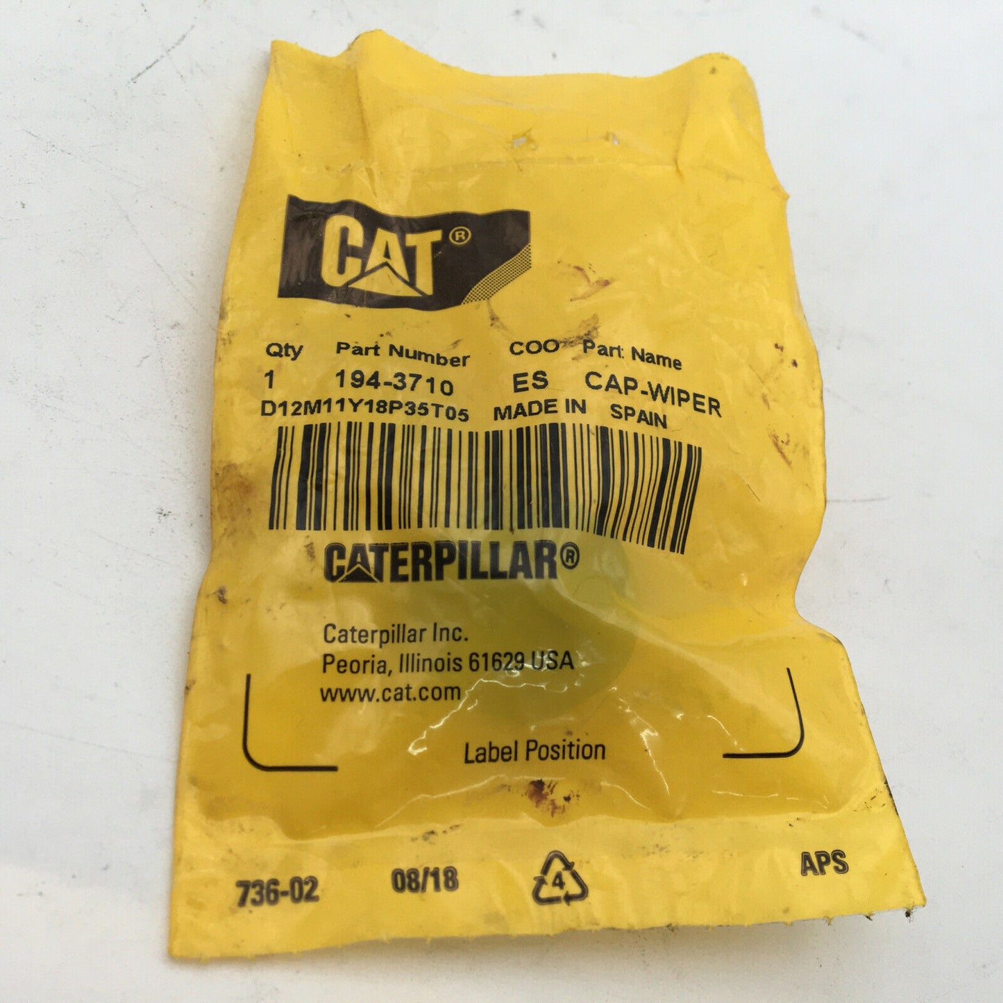 *** Genuine CAT 194-3710 Wiper Cap - NOS ***