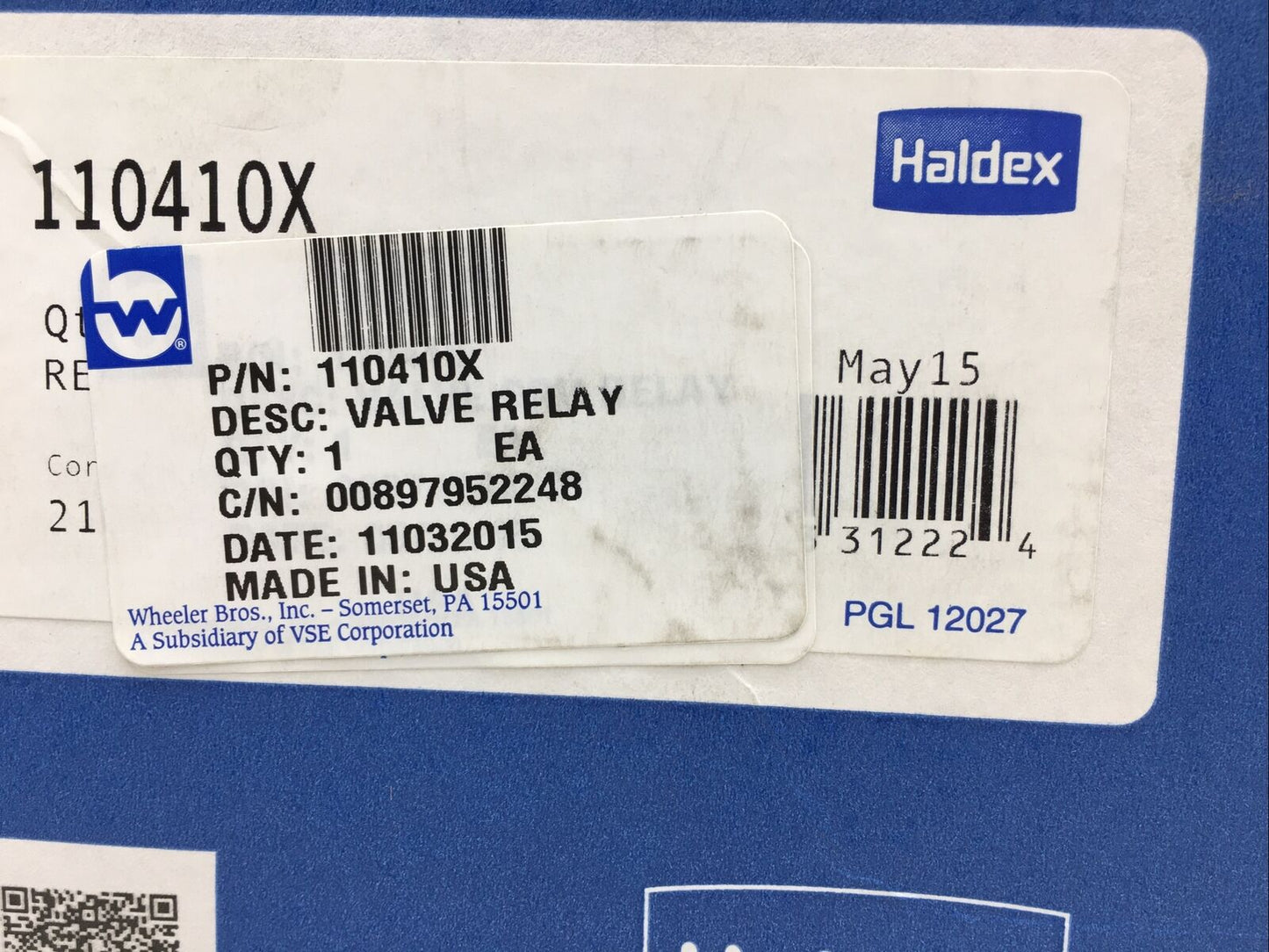 Haldex Valve Relay 110410X (New Old Stock)