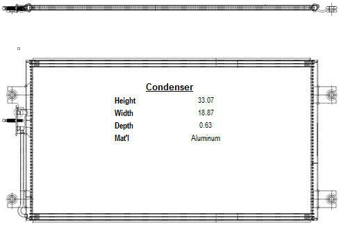 A/C Condenser - Parallel Flow Aluminum H 33.07" W 18.87" D .63" 1210577A