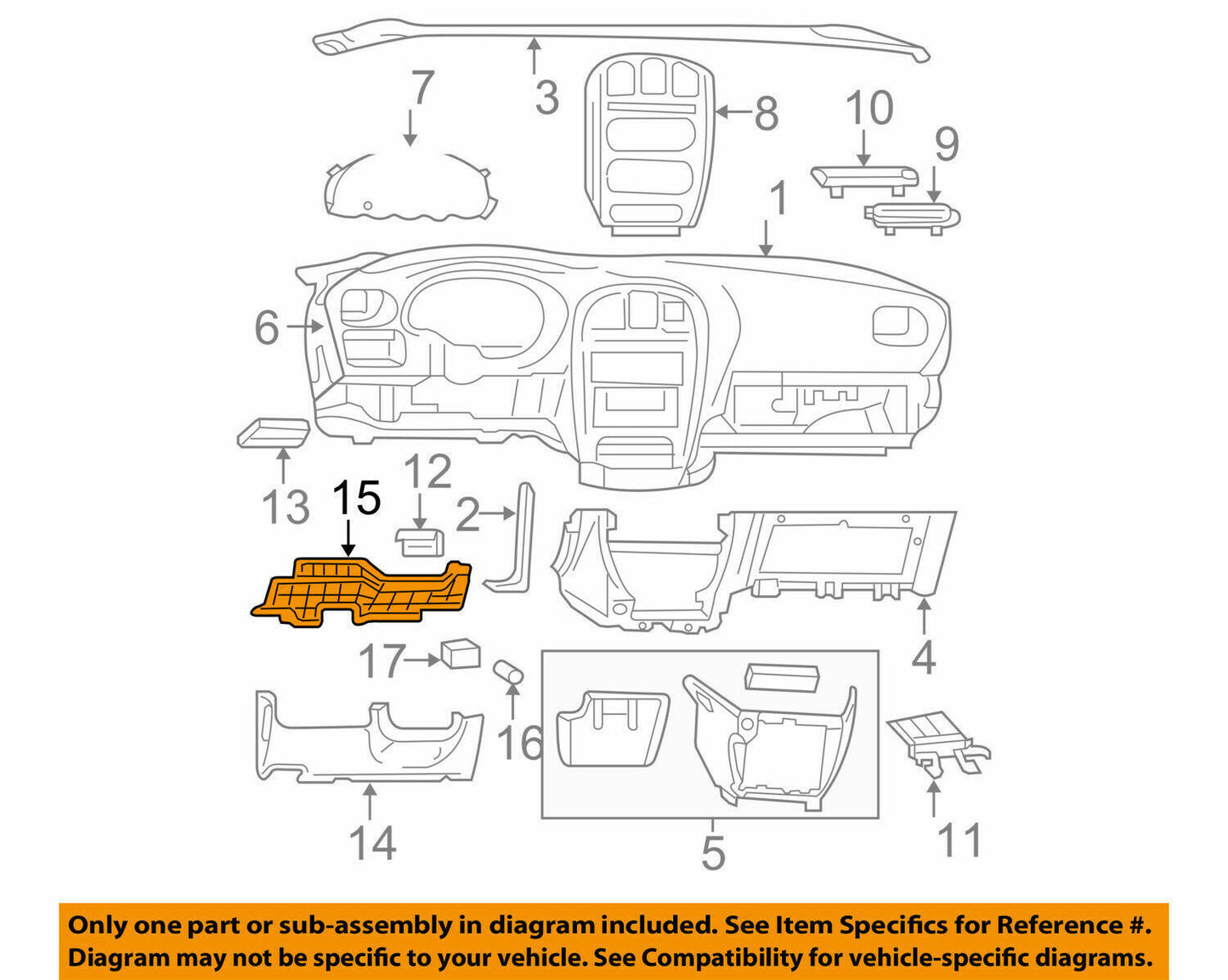 01-04 Caravan Voyager OEM Instrument Panel Dash Column Cover Plate 5009004AA