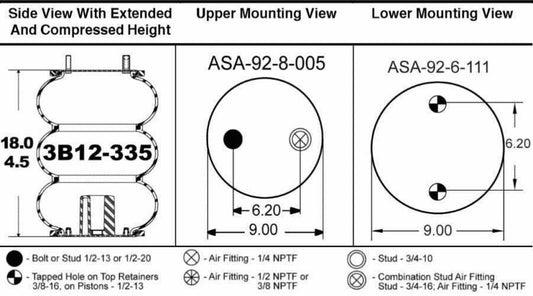 Triple Convoluted Air Spring "AIR BAG" Trailer Suspension AS3B12335