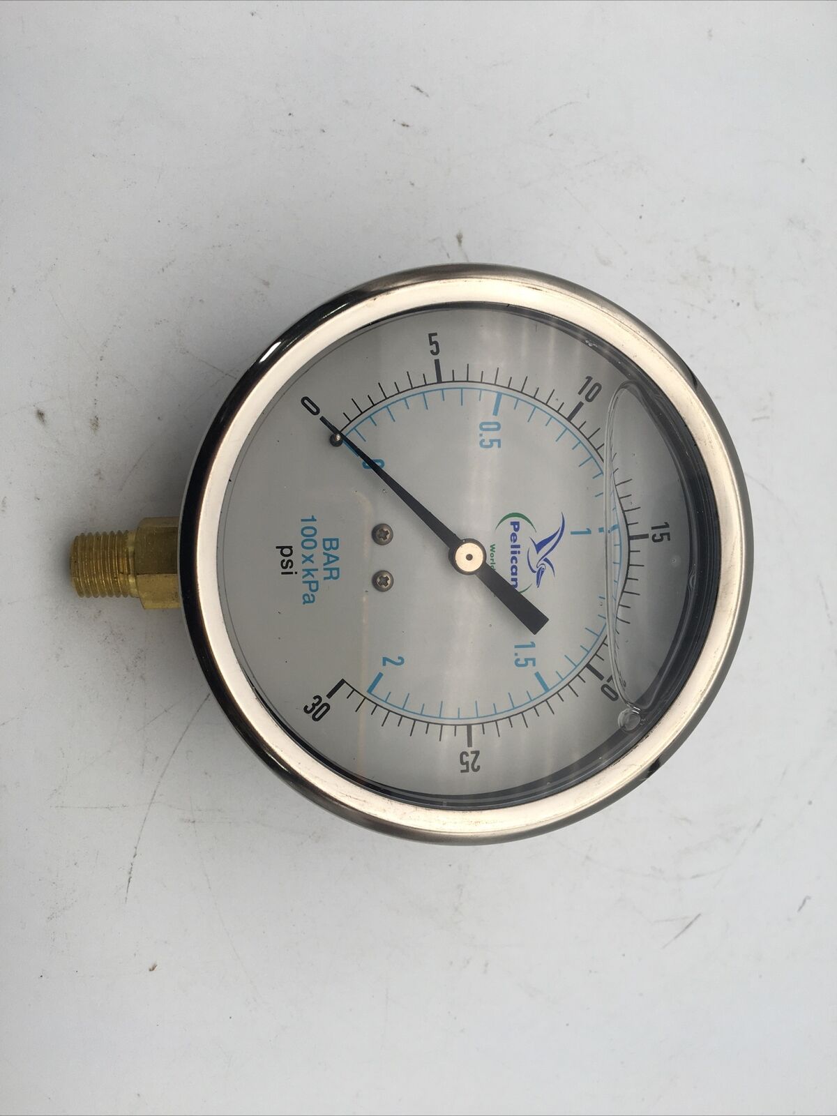 PELICAN Pressure Gauge 4.0” X 1/4” NPT 0-30 PSI - Gauge Only ***