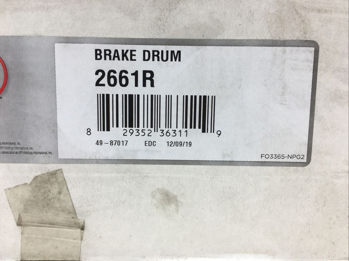 Raybestos Brake Drum 2661R (New Old Stock)