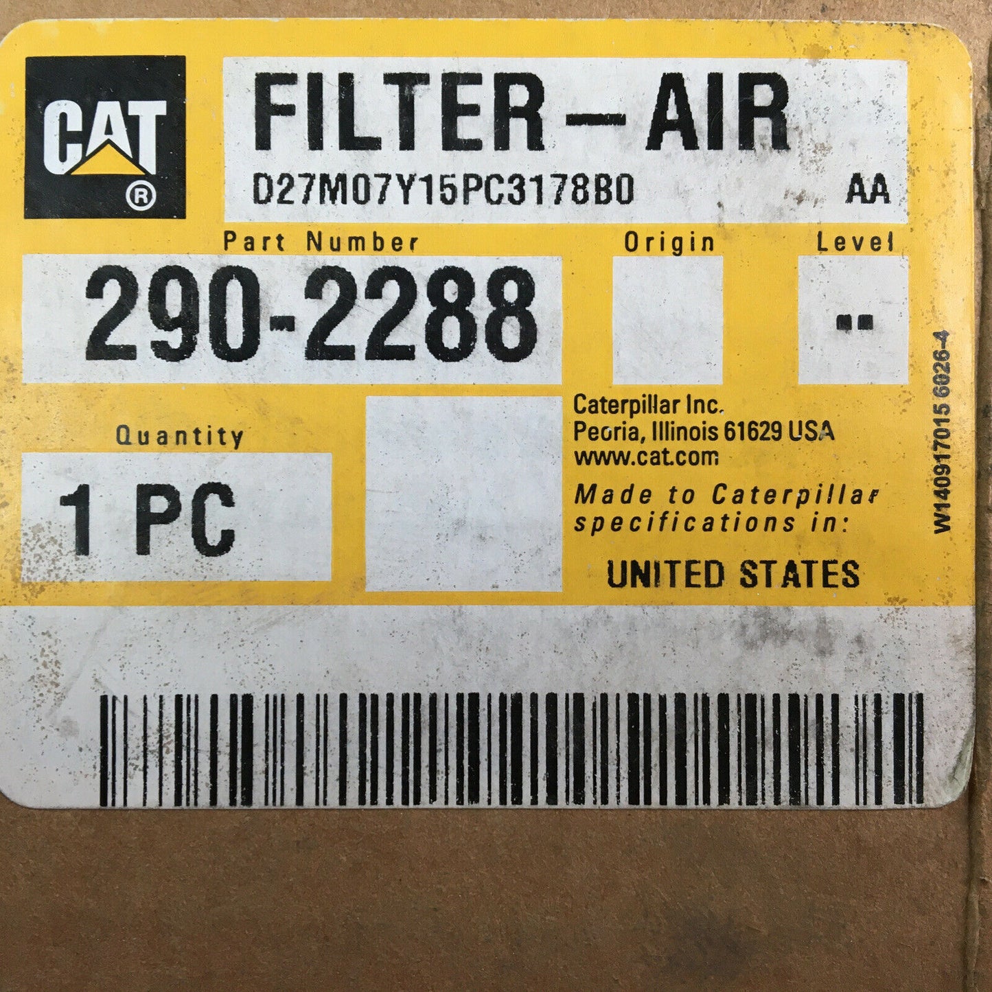 *** Caterpillar 290-2288 OEM CAT Cabin Air Filter - NOS ***