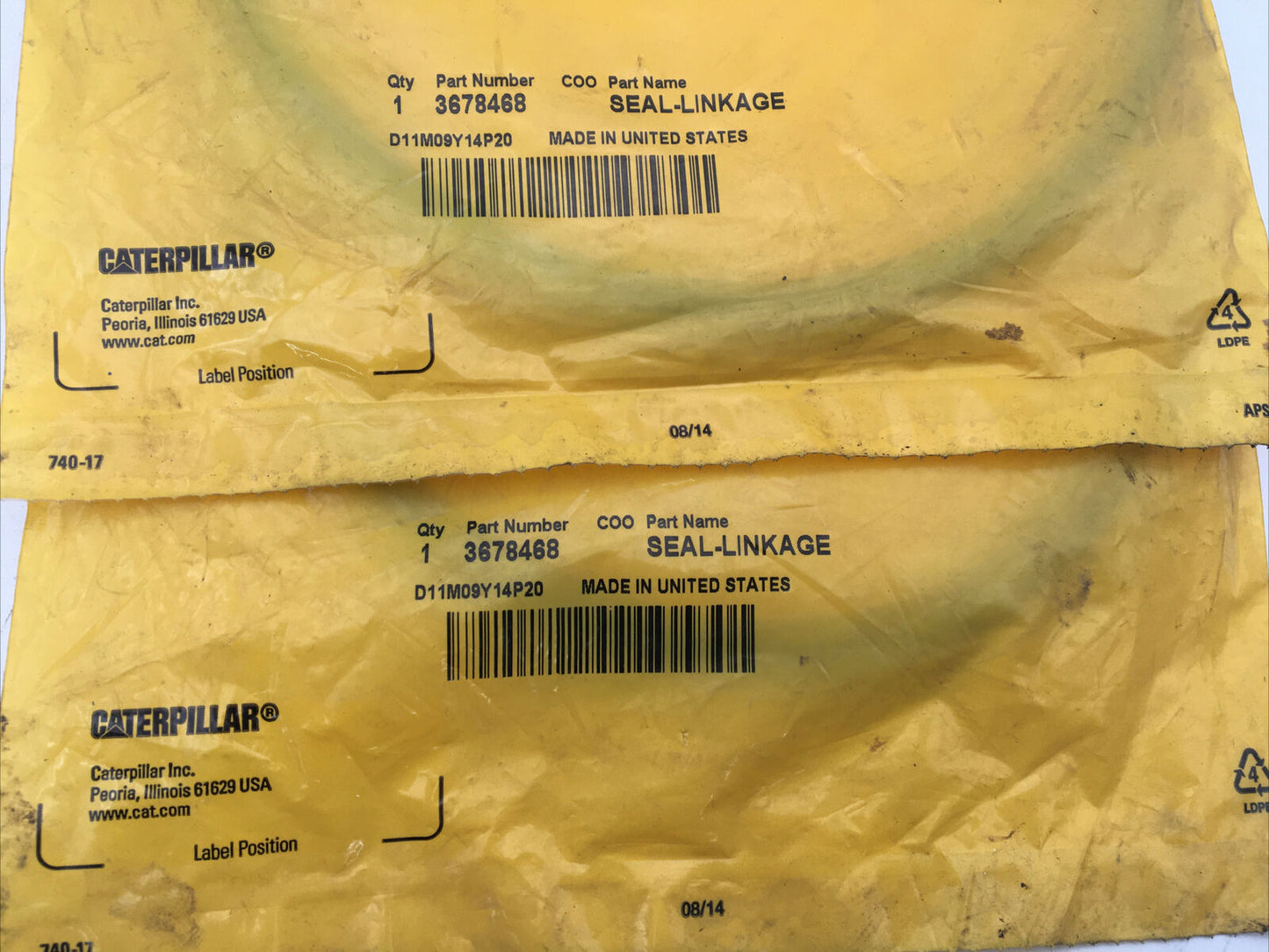 *** (2) Genuine CAT 3678468 O-Ring Seal-Linkage Caterpillar - NOS ***