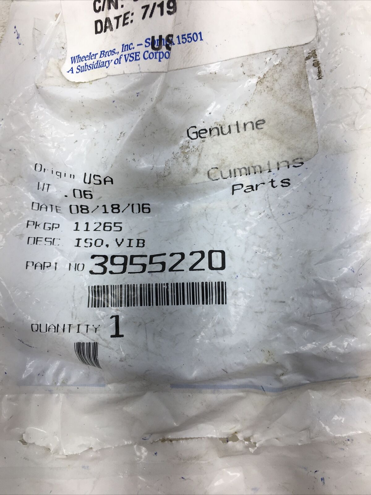 Genuine Cummins Vibration Isolator 3955220 (New Old Stock ...