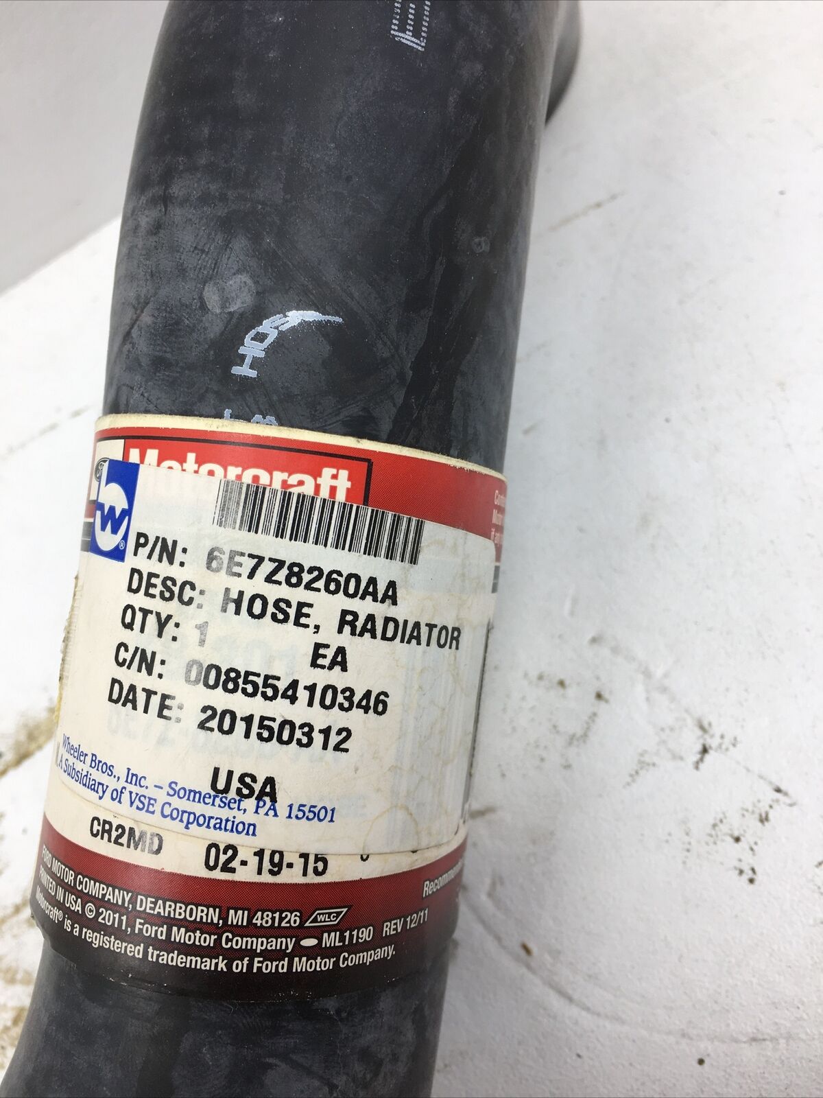 *** Motorcraft Radiator Hose 6E7Z8260AA (New Old Stock) ***