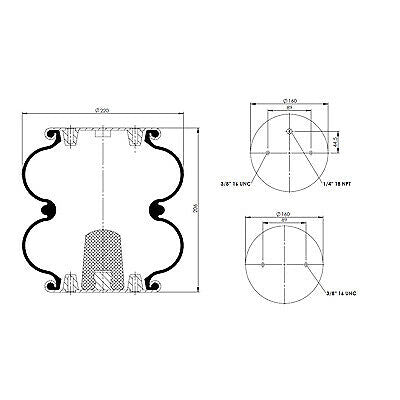 Air Spring - ""EYRE BAG"" -  Hendrickson / Watson & Chalin Suspensions 3827-6935