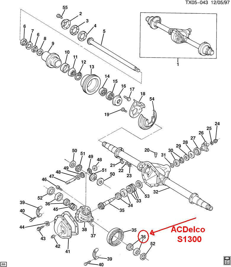 Differential Bearing S1300 ACDelco GM OE/GM Genuine Parts 1991-96 P30 09432585