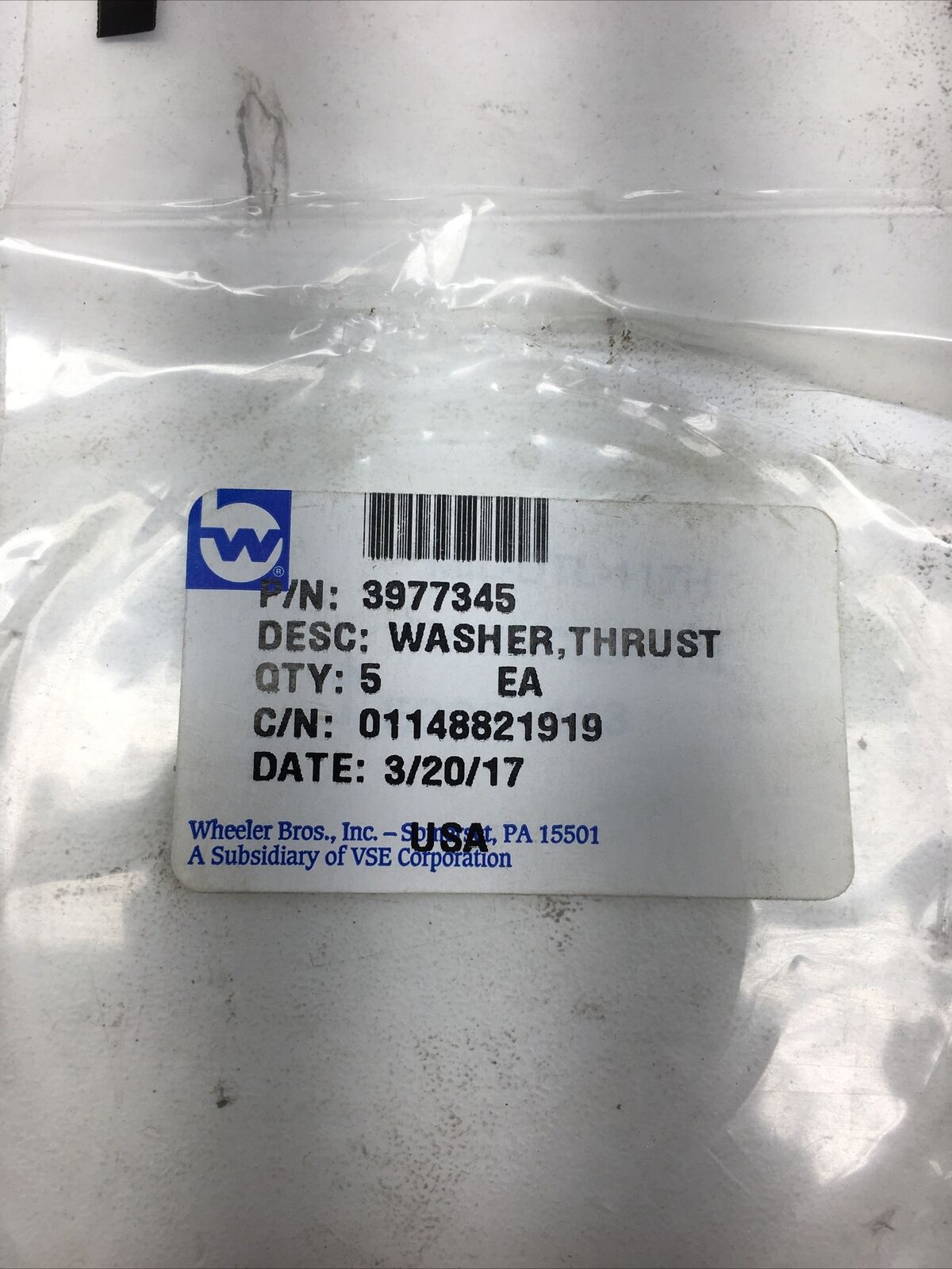 *** Genuine GM Thrust Washer 3977345-5 Count (New Old Stock) ***