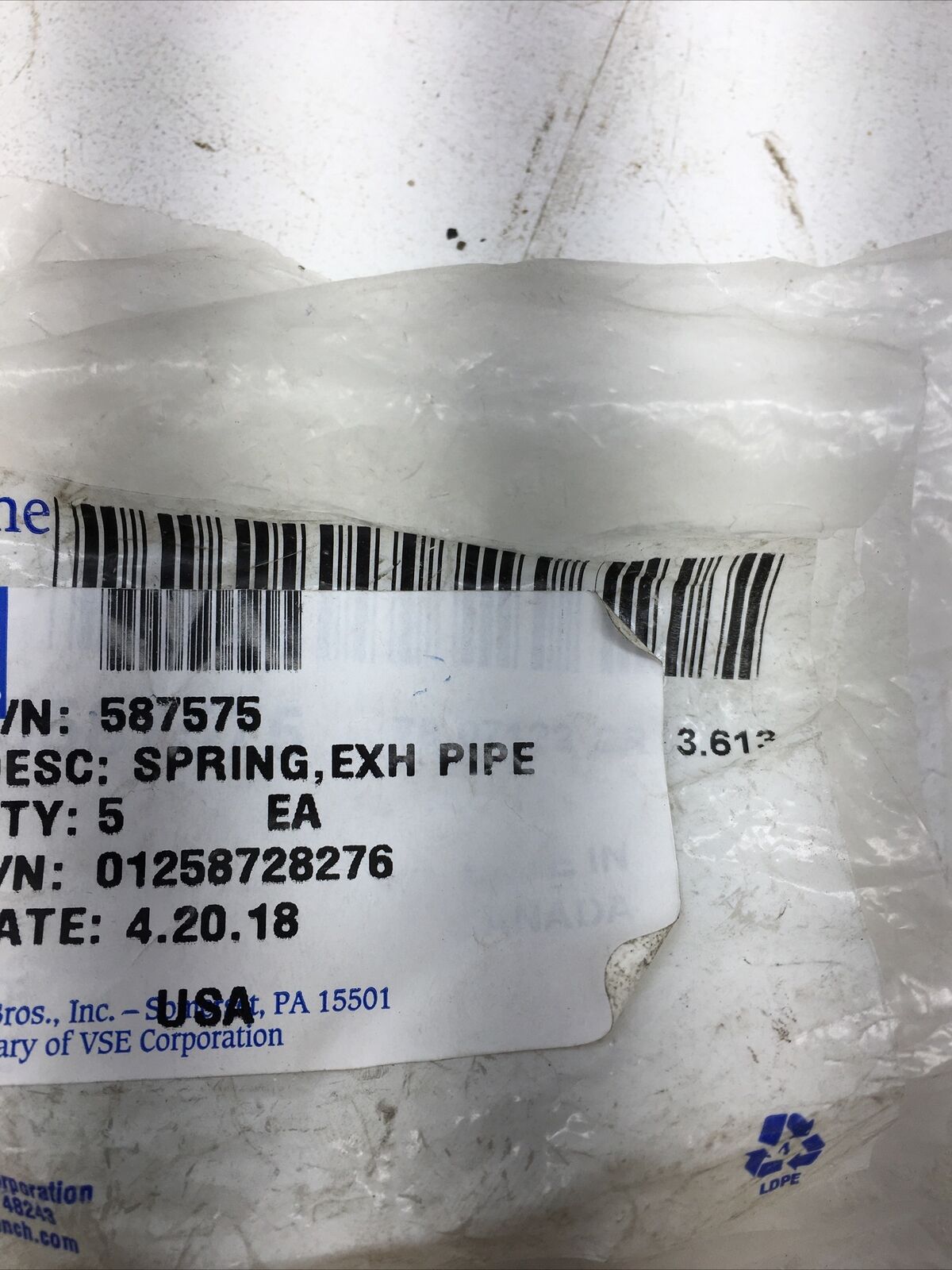 *** Genuine GM Exhaust Pipe Spring 587575 (5 Count) New Old Stock ***