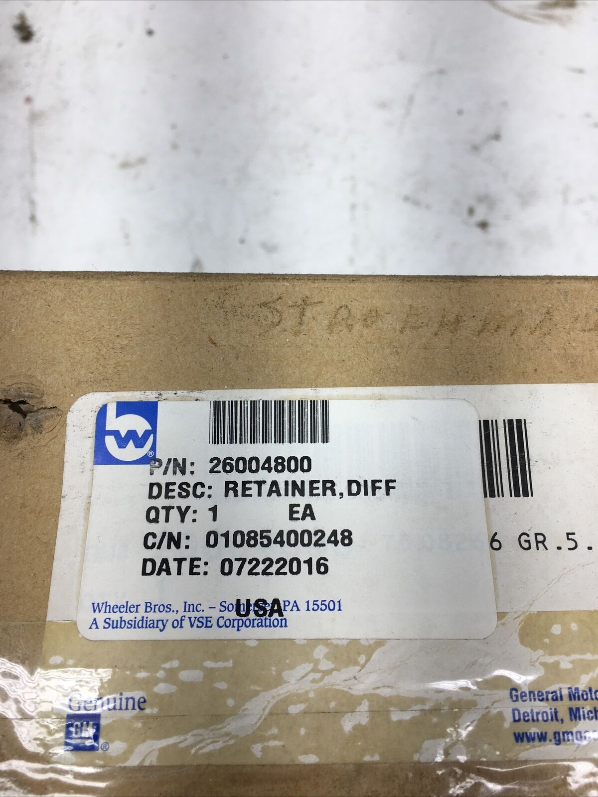 *** Genuine GM Differential Retainer 26004800 (New Old Stock) ***