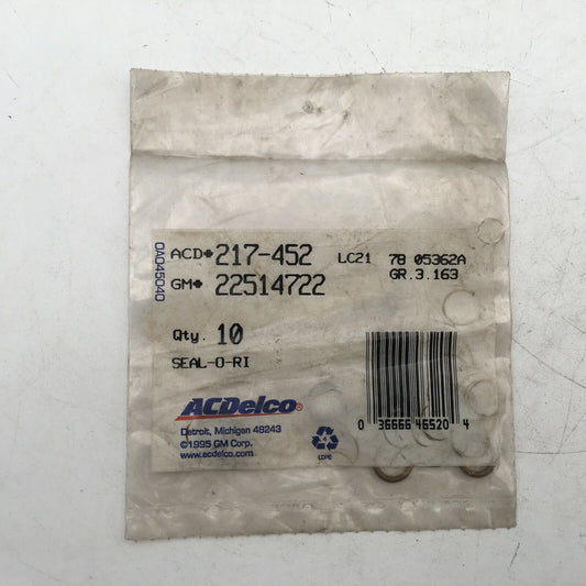 *** (Pkg Of 9) ACDelco 217-452 Fuel Injection Pipe O-Ring GM 22514722 - NOS ***