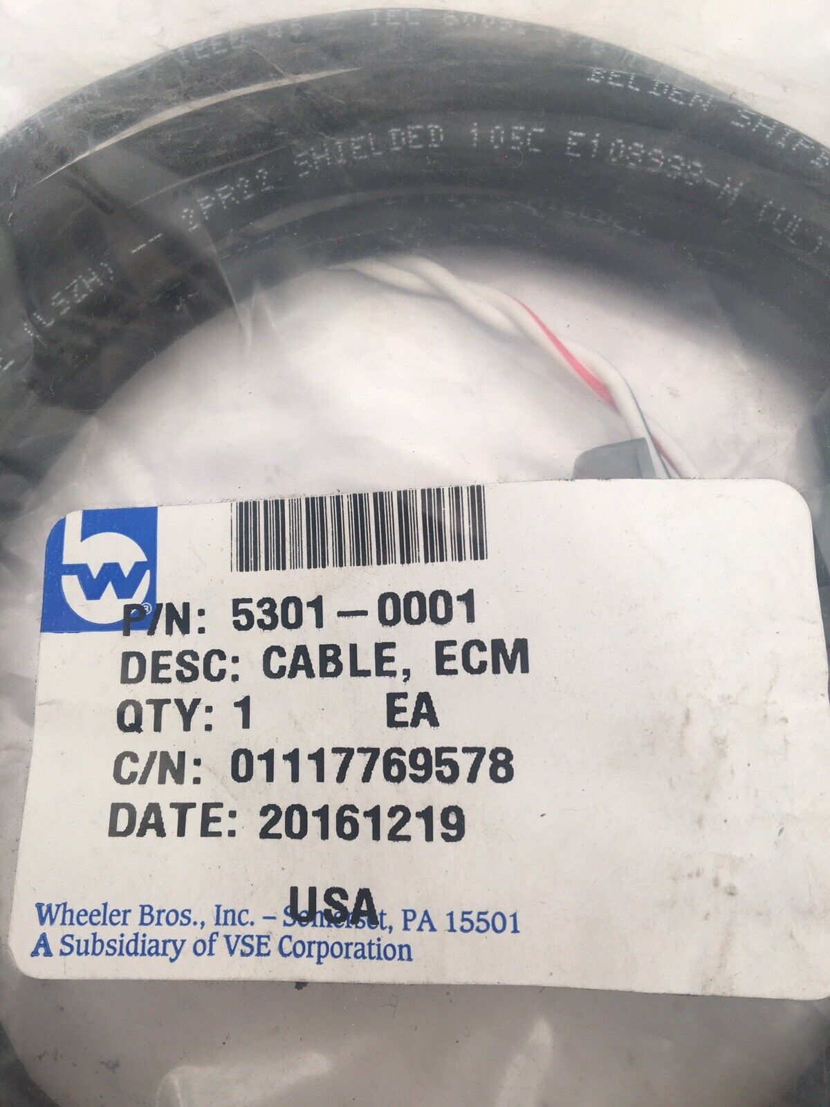 *** ECM Cable 5301-0001 Fits Grumman LLV Transport Truck - NOS ***