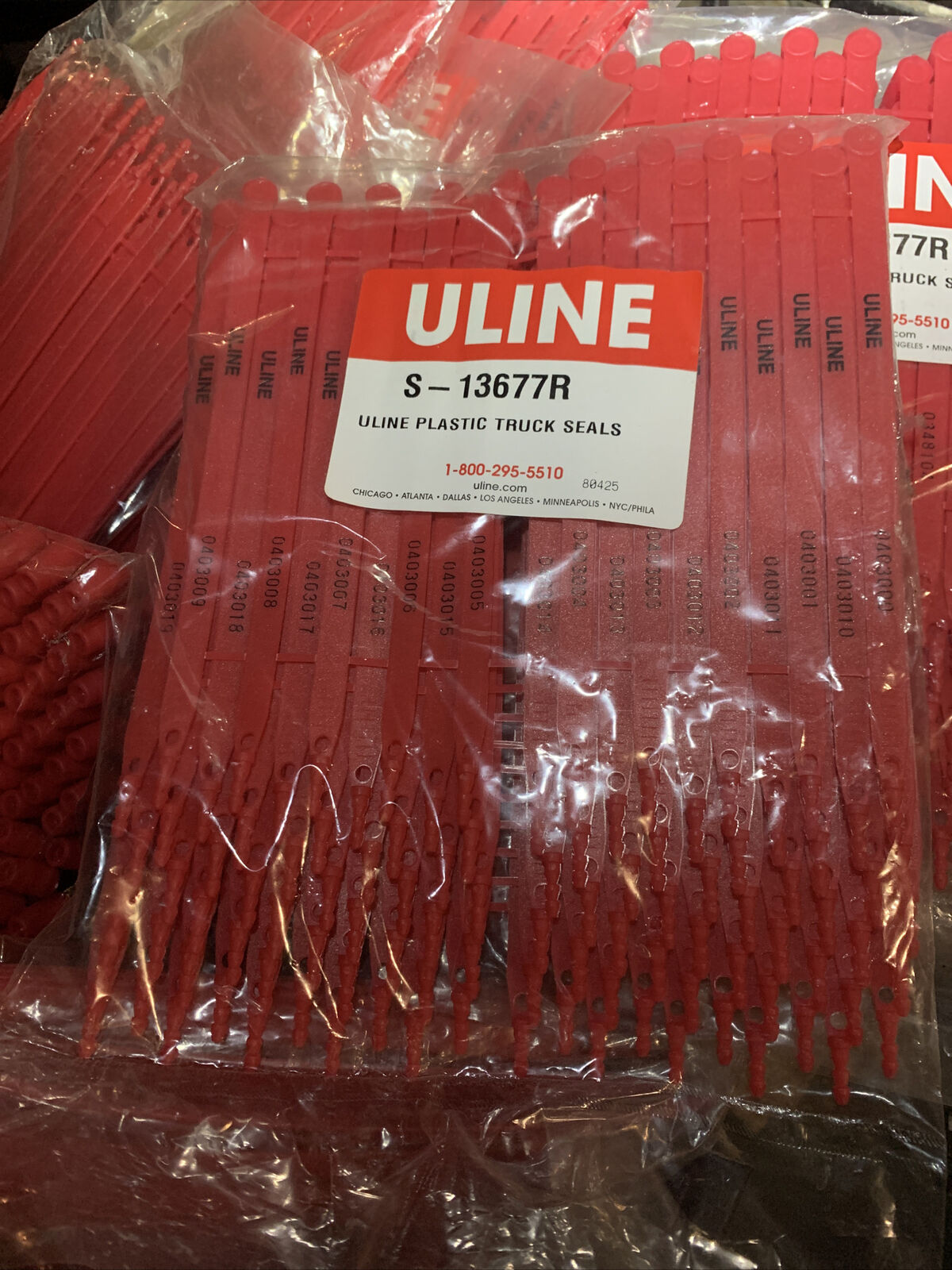 100 Uline Sequentially Numbered Plastic Truck Container Seals Tamper Evident